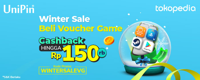 Promo Cashback hingga Rp150,000 untuk UniPin Voucher di Winter Sale Tokopedia